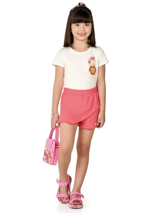 Marlan - Conjunto Blusa e Shorts Saia Bolso Crochê Bege - MARLAN