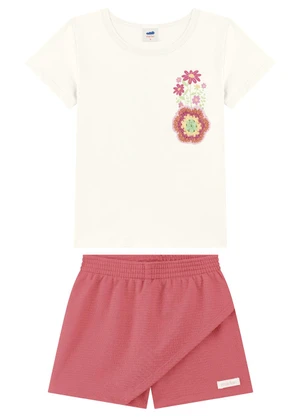 Marlan - Conjunto Blusa e Shorts Saia Bolso Crochê Bege - MARLAN