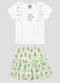 Kely Kety - Conjunto Blusa e Shorts-Saia com Elastano Bege - variação: Branco