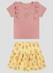 Kely Kety - Conjunto Blusa e Shorts-Saia com Elastano Bege - variação: Rosa