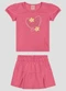 Kely Kety - Conjunto Blusa e Shorts-Saia em Malha Hive Verde - variação: Rosa