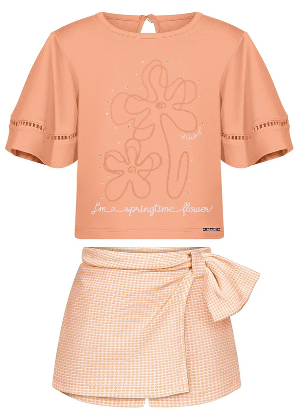 Alakazoo - Conjunto Blusa e Shorts Saia Laranja 2