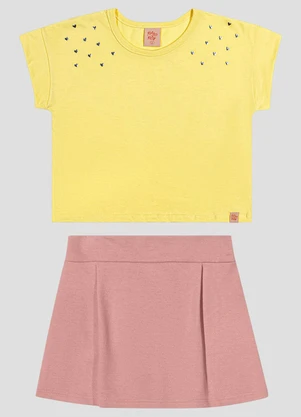 Kely Kety - Conjunto Blusa e Shorts-Saia Moletinho Amarelo - KELY KETY