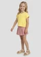 Kely Kety - Conjunto Blusa e Shorts-Saia Moletinho Bege - variação: Amarelo