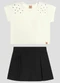 Kely Kety - Conjunto Blusa e Shorts-Saia Moletinho Bege - variação: Bege
