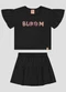 Kely Kety - Conjunto Blusa e Shorts-Saia Moletinho Preto - variação: Preto