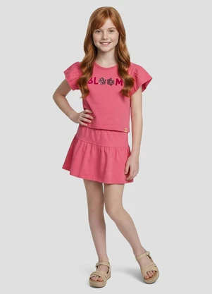 Kely Kety - Conjunto Blusa e Shorts-Saia Moletinho Rosa - KELY KETY