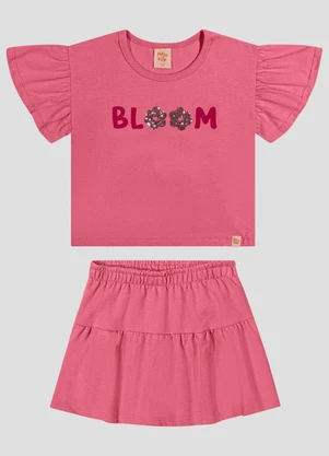 Kely Kety - Conjunto Blusa e Shorts-Saia Moletinho Rosa - KELY KETY