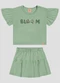 Kely Kety - Conjunto Blusa e Shorts-Saia Moletinho Preto - variação: Verde