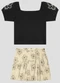 Kely Kety - Conjunto Blusa e Shorts-Saia Preto - variação: Preto