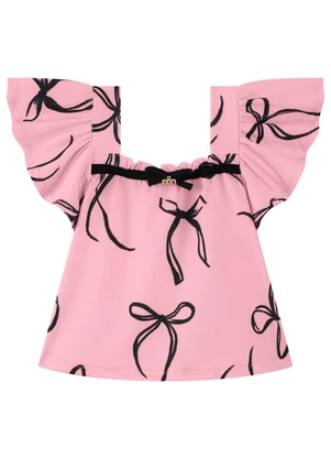 Milli e Nina - Conjunto Blusa e Shorts Saia Rosa - MILLI E NINA