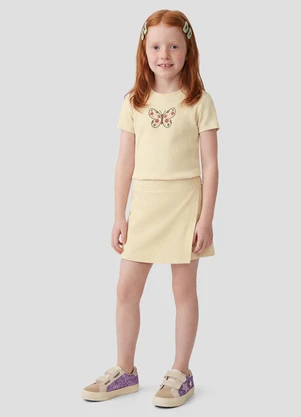 Kely Kety - Conjunto Blusa e Shorts-Saia Sarjado Bege - KELY KETY