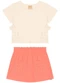 Milli e Nina - Conjunto Blusa e Shorts Saia Twill Stretch Rosa - variação: Bege