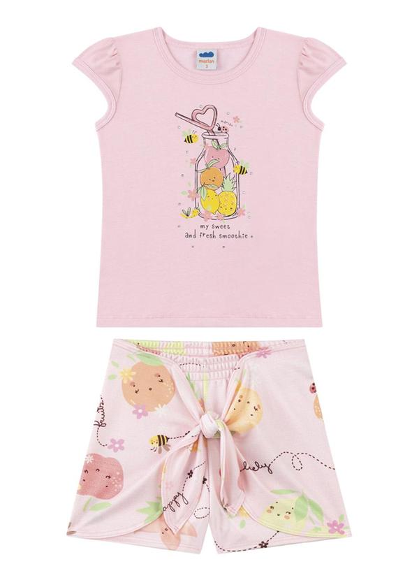 Marlan - Conjunto Blusa e Shorts Salada de Frutas Rosa