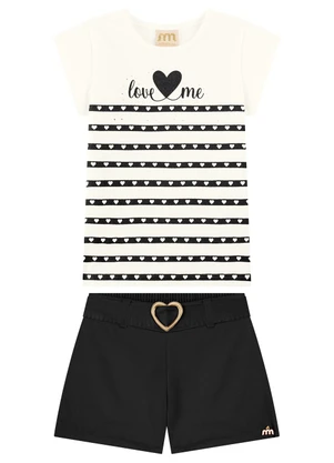 Milli e Nina - Conjunto Blusa e Shorts Strass Preto - MILLI E NINA