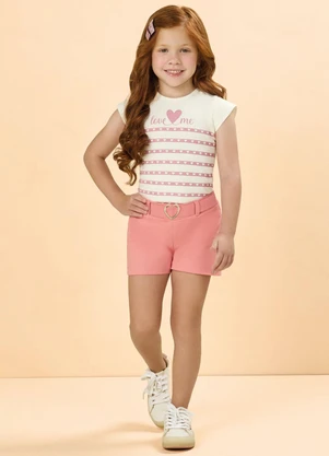 Milli e Nina - Conjunto Blusa e Shorts Strass Rosa - MILLI E NINA