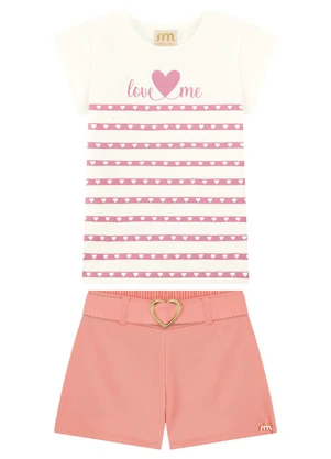 Milli e Nina - Conjunto Blusa e Shorts Strass Rosa - MILLI E NINA