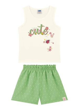 Marlan - Conjunto Blusa e Shorts Tecido Air Flow Bege - MARLAN