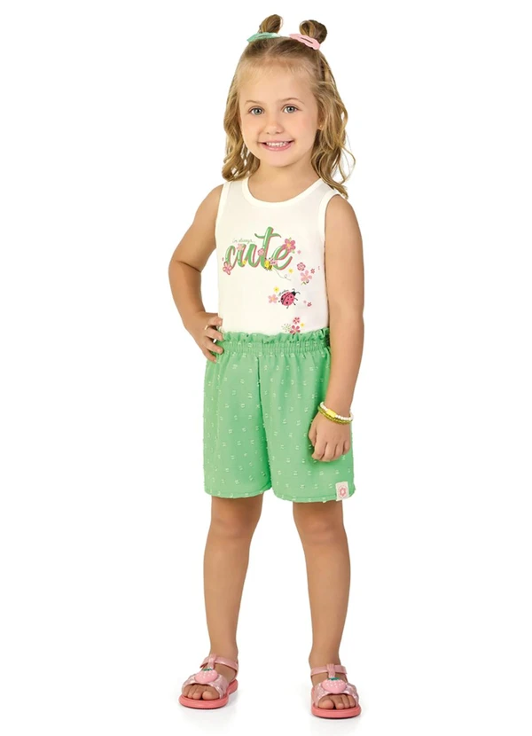 Marlan - Conjunto Blusa e Shorts Tecido Air Flow Bege