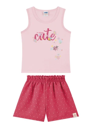 Marlan - Conjunto Blusa e Shorts Tecido Air Flow Rosa - MARLAN