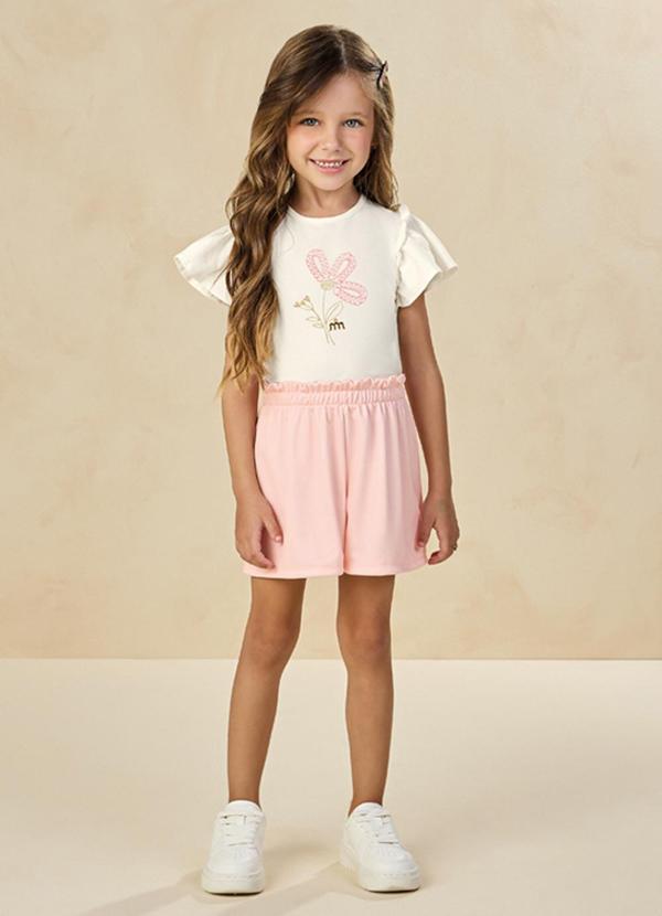 Milli e Nina - Conjunto Blusa e Shorts Texturizada Bege 3