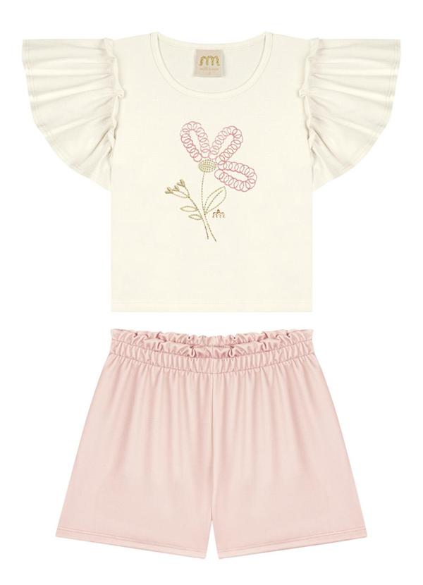 Milli e Nina - Conjunto Blusa e Shorts Texturizada Bege 2