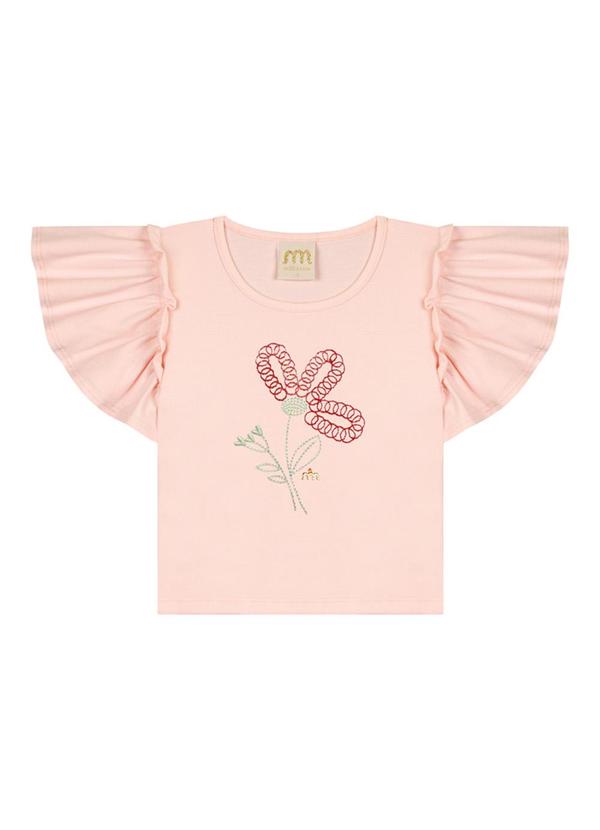 Milli e Nina - Conjunto Blusa e Shorts Texturizada Rosa 2