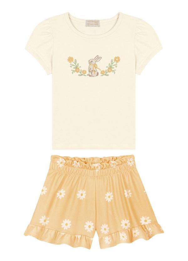 Milli e Nina - Conjunto Blusa e Shorts TexturizadoBege