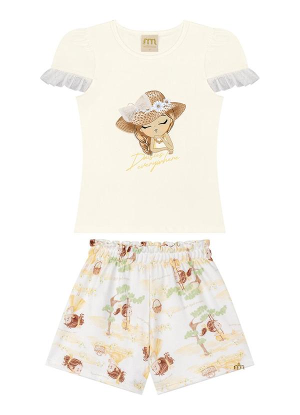 Milli e Nina - Conjunto Blusa e Shorts Texturizado Bege 2