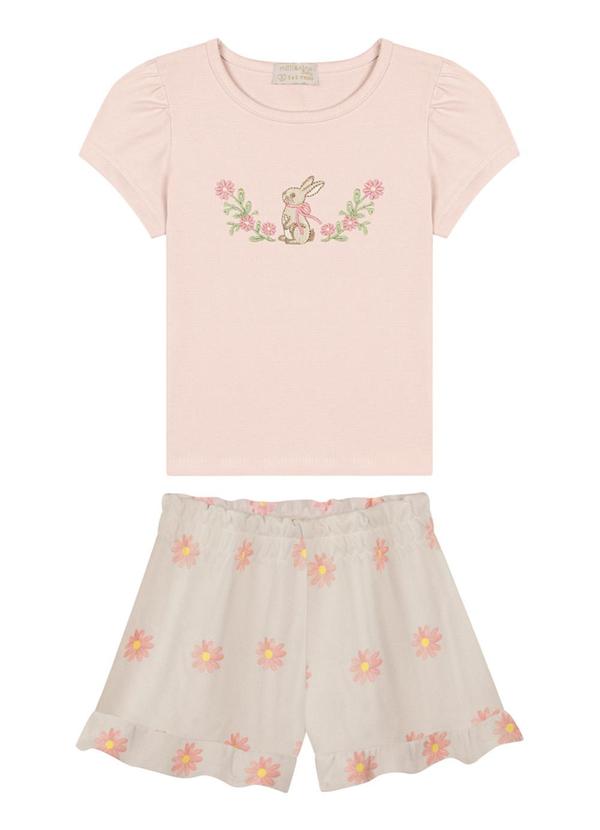 Milli e Nina - Conjunto Blusa e Shorts TexturizadoRosa 2