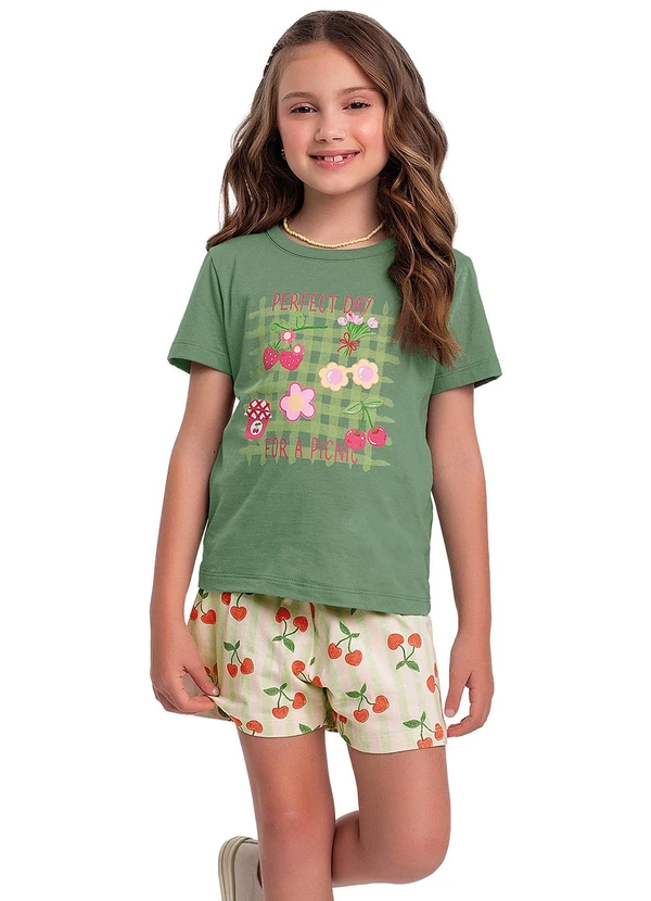 Fakini Kids - Conjunto Blusa e Shorts Verde