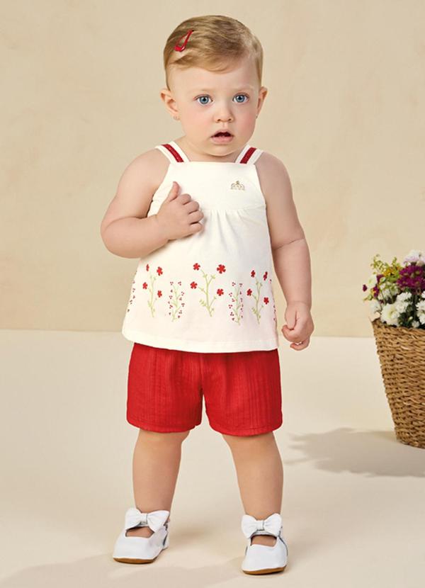 Milli e Nina - Conjunto Blusa e Shorts Vermelho