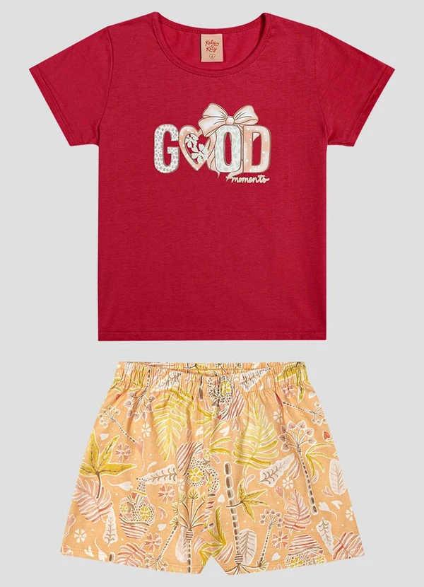 Kely Kety - Conjunto Blusa e Shorts Vermelho