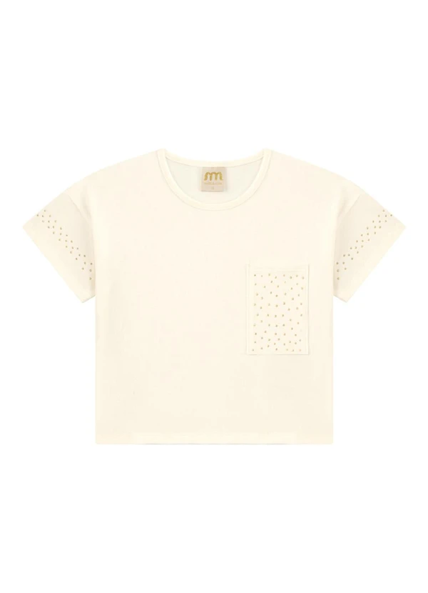 Milli e Nina - Conjunto Blusa e Shot/Saia Texturizado Bege 2