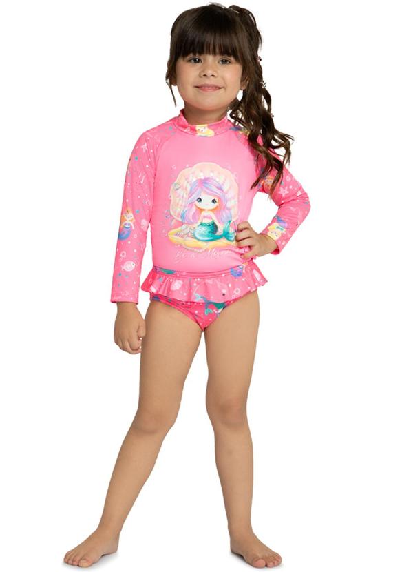 Marlan - Conjunto Blusa e Tanga Proteção Uv Rosa