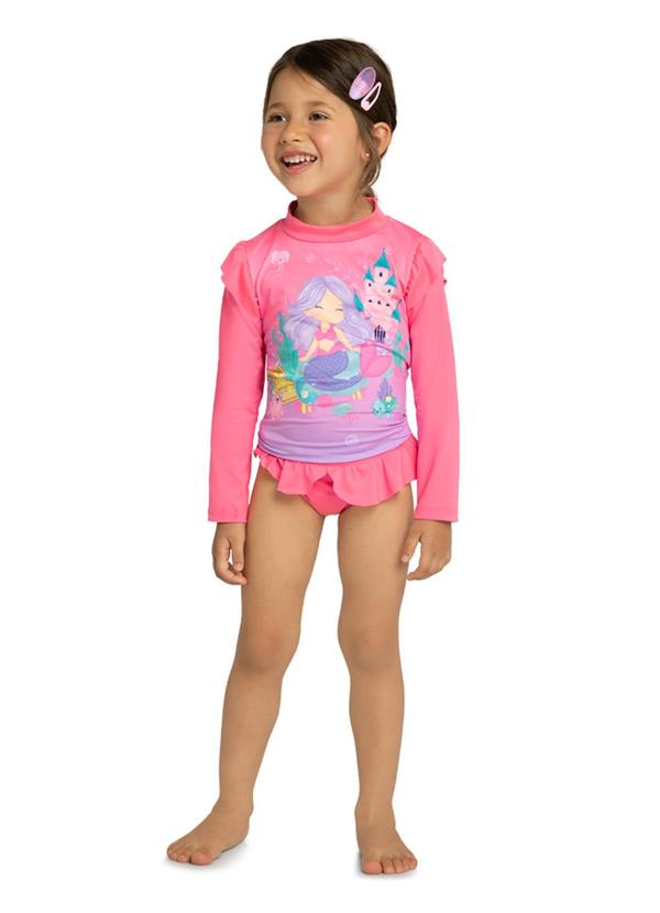 Marlan - Conjunto Blusa e Tanga Proteção Uv Rosa