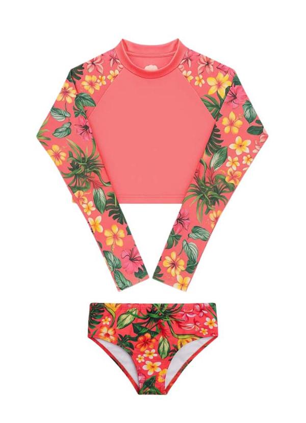 Marlan - Conjunto Blusa e Tanga Proteção Uv Rosa
