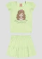 Kely Kety - Conjunto Blusa em Cotton e Saia em Malha Amarelo - variação: Verde