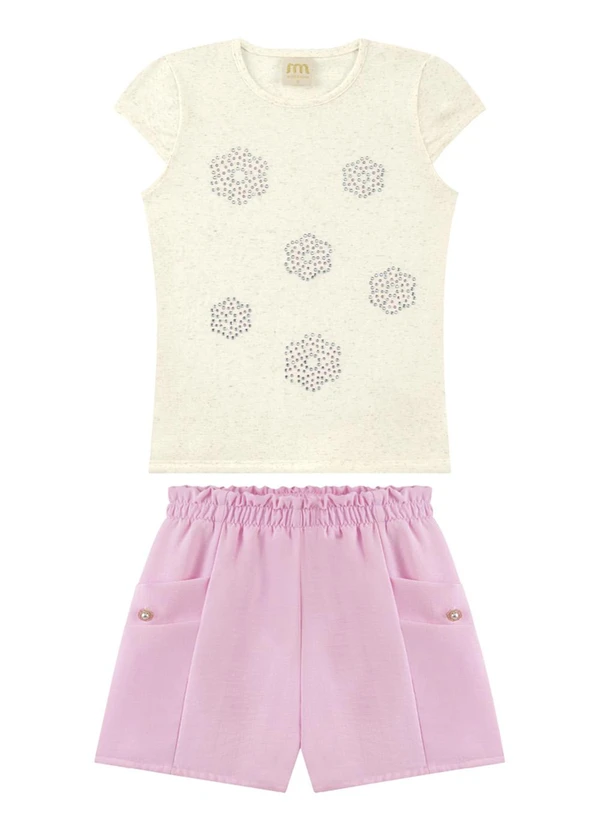 Milli e Nina - Conjunto Blusa em Cotton e Shorts Air Flow Bege 2