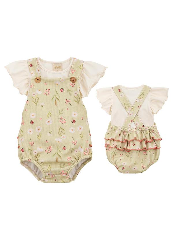 Amada - Conjunto Blusa em Cotton Penteado e Body Verde