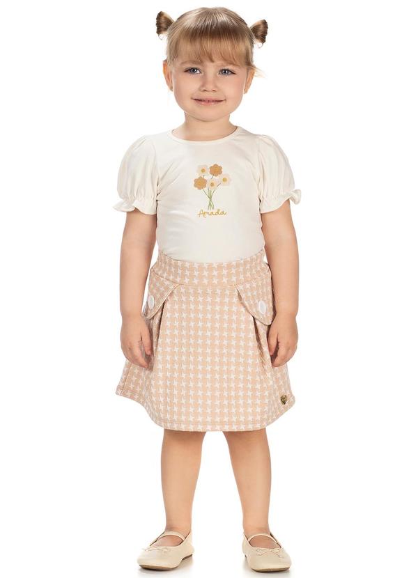 Amada - Conjunto Blusa em Cotton Penteado e Short Bege 1