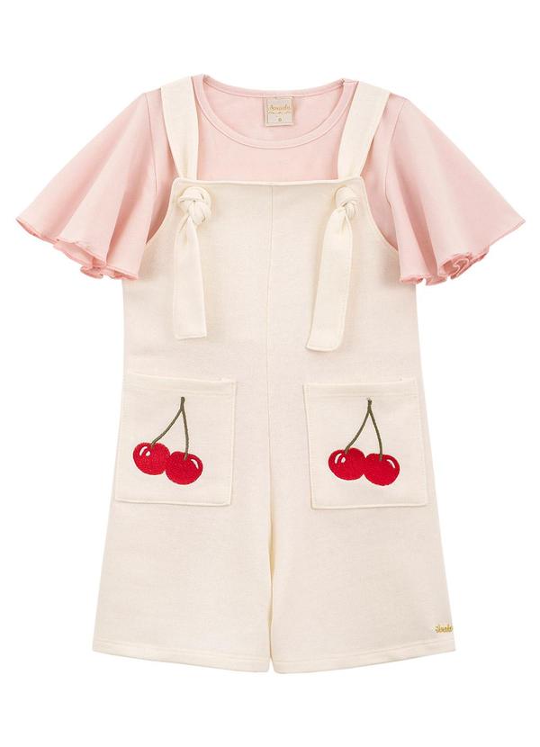 Amada - Conjunto Blusa em M/M Penteada e Macacão Rosa