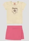 Kely Kety - Conjunto Blusa em Malha e Shorts-Saia Verde - variação: Bege