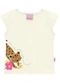 Duduka - Conjunto Blusa Capivara  e Short Flor Azul  - variação: Bege
