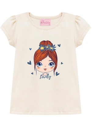 Duduka - Conjunto Blusa Estampa Lovely e Short  Bege - DUDUKA