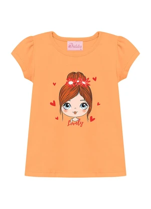 Duduka - Conjunto Blusa Estampa Lovely e Short  Laranja - DUDUKA