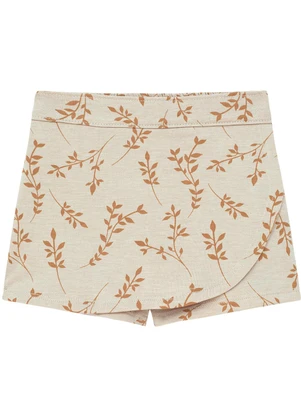 Duduka - Conjunto Blusa Estampa Urso e Short Saia Marrom - DUDUKA