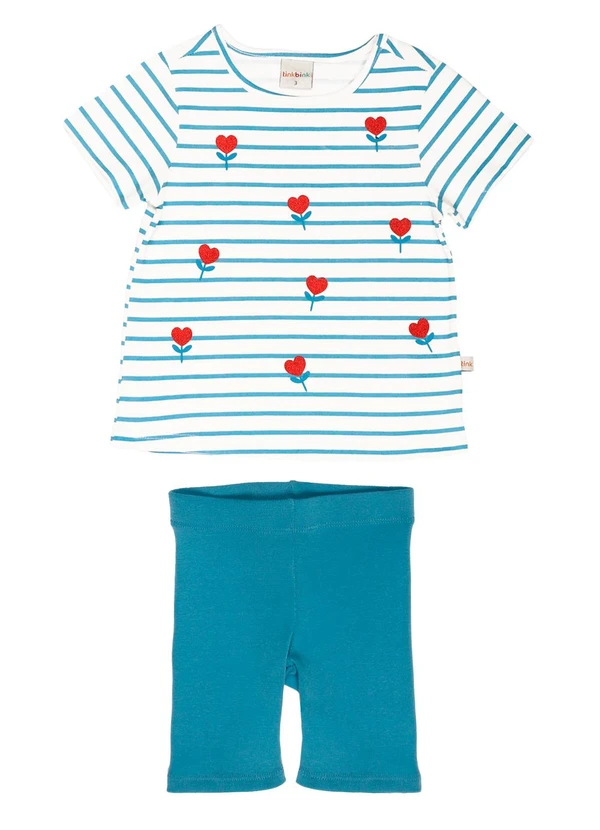 Tink Bink - Conjunto Blusa Estampada e Ciclista Azul