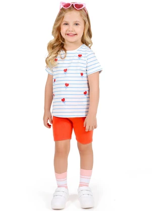 Tink Bink - Conjunto Blusa Estampada e Ciclista Laranja - TINK BINK