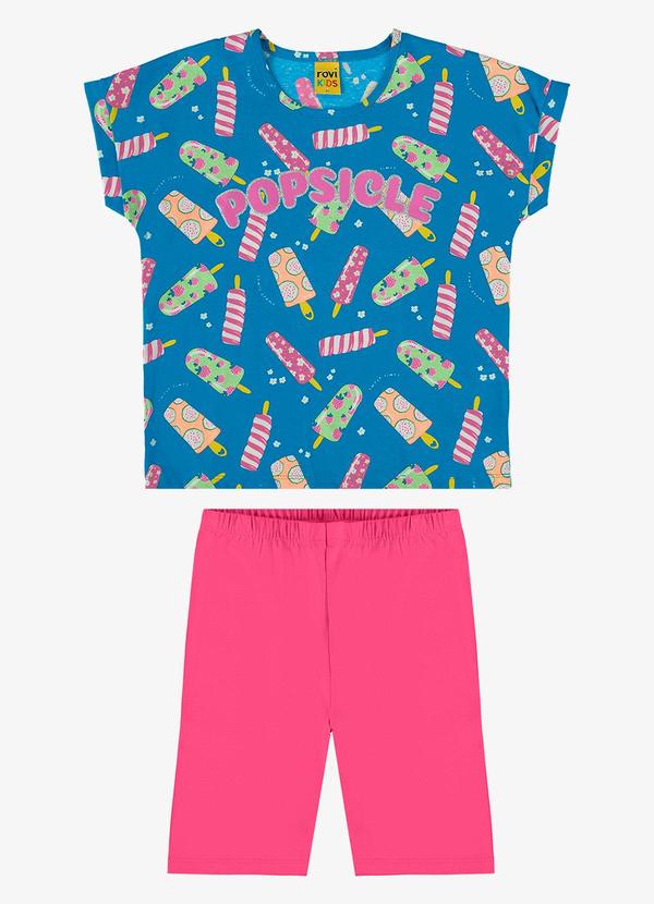 Rovi Kids - Conjunto Blusa Estampada e Shorts Azul 1